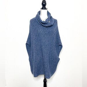 🍋 Banana Republic • Women’s Blue Knit Cowl Neck Poncho Sweater Size M